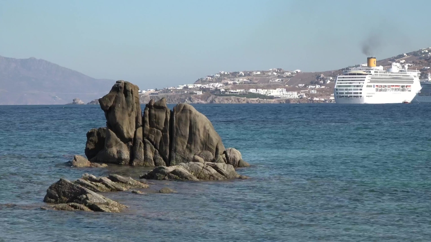 A ship in the Aegean at the Greek island of Santorini.