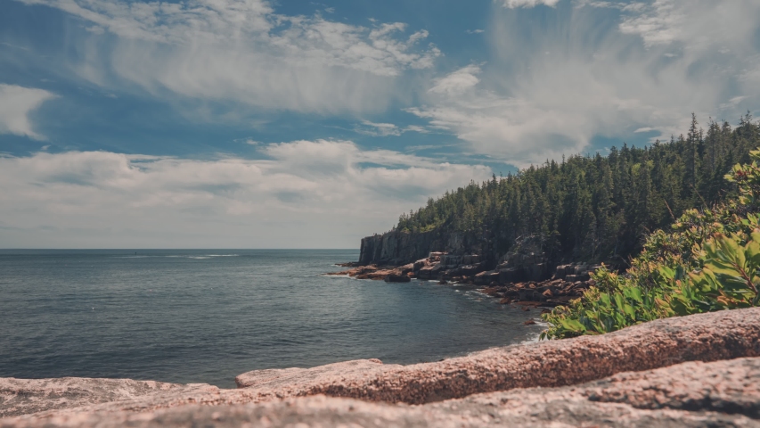 A sunny afternoon time lapse of the coastal views from Acadia National Park, Maine