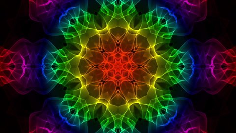 Colorful chakra mandala. Rainbow colors with slow moving soothing fractal waves. Great for events, festivals, meditation, clubs, yoga.