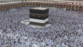 Stock video footage People on holy Islamic duty in Makka, Saudi Arabia