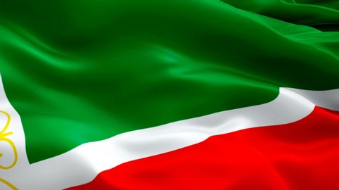 Chechnya waving flag of Russian Federation. National 3d Chechen flag waving. Sign of Chechnya seamless loop animation. Chechen flag HD resolution Background. Chechnya flag Closeup 1080p Full HD video 
