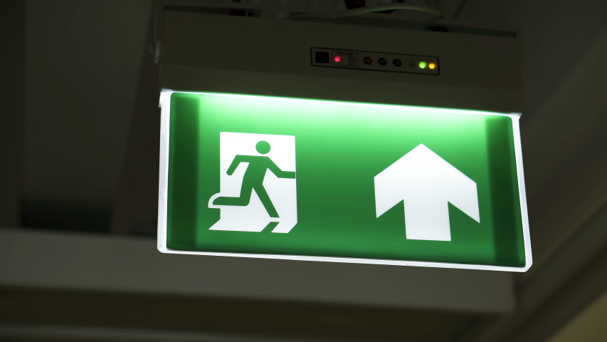 emergency fire exit sign doorway office Stock Footage Video (100% ...