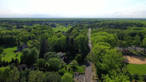 Monroe, NJ/United States - May 16, 2019: This video shows a beautiful shots of new, luxury suburban, single family homes in Monroe Township, NJ.