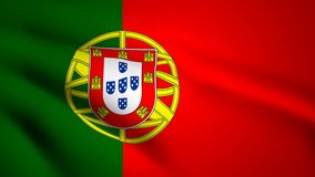 Portugal flag Motion video waving in wind. Flag Closeup 1080p HD footage.