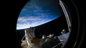 Planet Earth seen from the International Space Station over South Pacific Ocean, Time Lapse. Images courtesy of NASA. 4K.