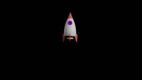 Cartoon rocket on the dark sky background video create by program 3d animation. 