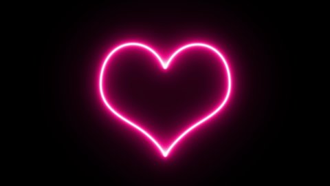 Heart Line Neon Light Isolated Black Stock Footage Video (100% Royalty ...