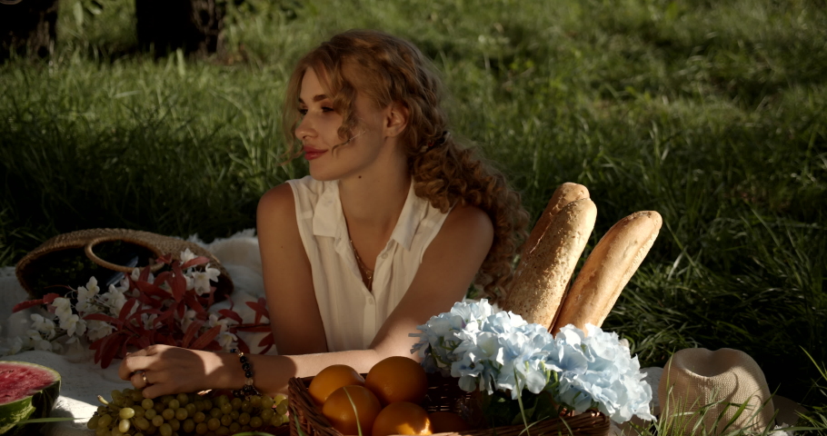 Young girl at summer picnic