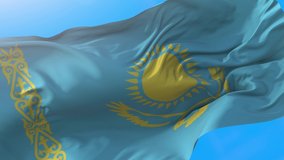 Kazakhstan flag video waving in wind 4K. Kazakhstan flag background looping 3840x2160 px.