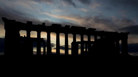 Parthenon: Ruins of Ancient Temple of Athena on the Acropolis in Athens, Time Lapse at Sunrise, Greece, Europe