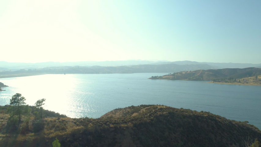 Castaic Lake Park- Man-Made Lake Cliffside Aerial View