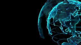 Blue digital globe holographic projection rotating on black background.Hologram of a high-tech Earth Planet.Led or neon light HUD world.Virtual reality digital.
Data, globalization concept. Animation. - Powered by Shutterstock - Get 15% off with code: PIKWIZARD15