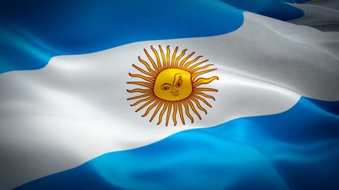 Argentina flag Motion Loop video waving in wind. Realistic Argentine Flag background. Argentina Flag Looping Closeup 1080p Full HD 1920X1080 footage. Argentina south america country flags footage vide