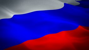 Russia waving flag. National 3d Russian flag with eagle emblem waving. Sign of Russia seamless loop animation. Russian flag HD resolution Background. Russians flag Closeup 1080p Full HD video for pres
