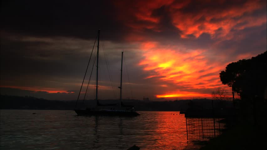 boat bosporus sunshine orange