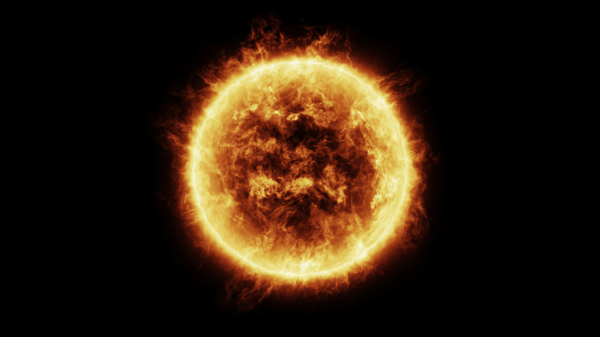 The Sun Solar Atmosphere isolated on black background. 3D Render 4k | Shutterstock HD Video #1037894039