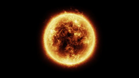 The Sun Solar Atmosphere isolated on black background. 3D Render 4k