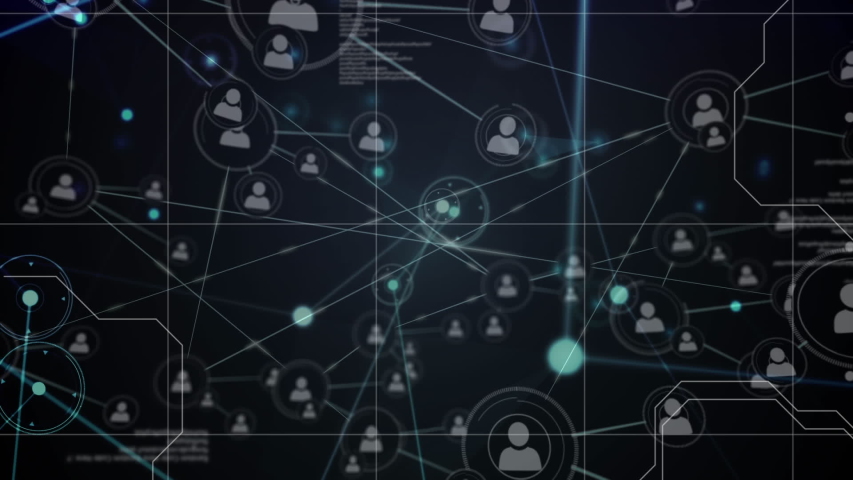 Animation of a global network and data connections on a grid and black background | Shutterstock HD Video #1037916956