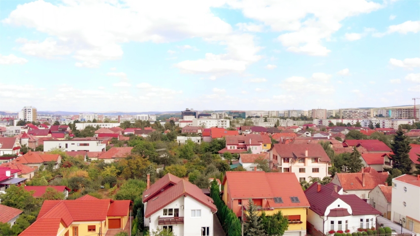 Drone Footage over Cluj Napoca Buildings and nature, Romania
