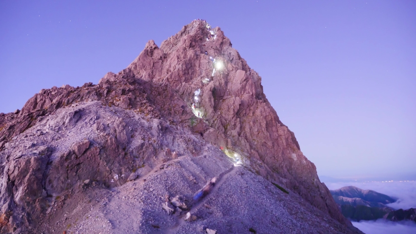 Lights moving on the mountain