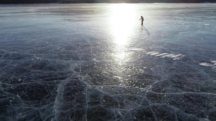 Woman skating alone on the ice