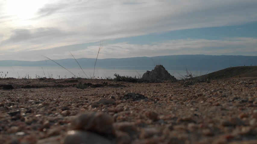 The best view from above on Lake Baikal is Olkhon Island, Mount Shamanka, a mystical place, the largest and most lake in the world, a nature reserve in the center of Siberia, Russia.
