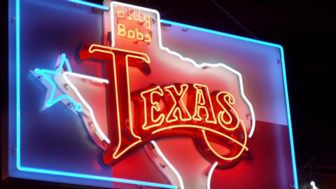Fort Worth, Texas - September 26 2019: Billy Bob's Texas neon sign logo
