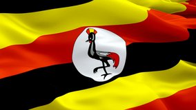 Uganda waving flag. National 3d Swahili flag waving. Sign of Uganda seamless loop animation. Swahili flag HD resolution Background. Uganda flag Closeup 1080p Full HD video for presentation
