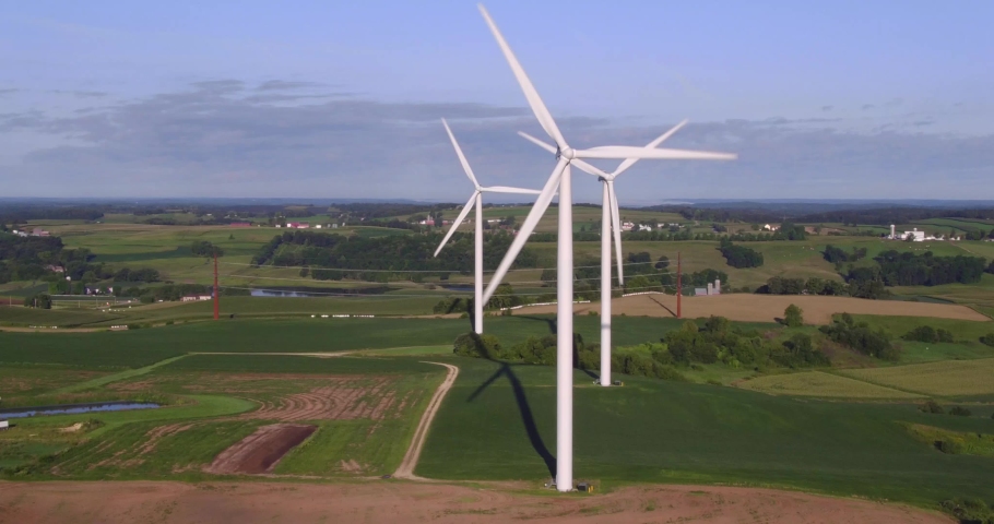 Aerial shot of wind turbines in Wisconsin