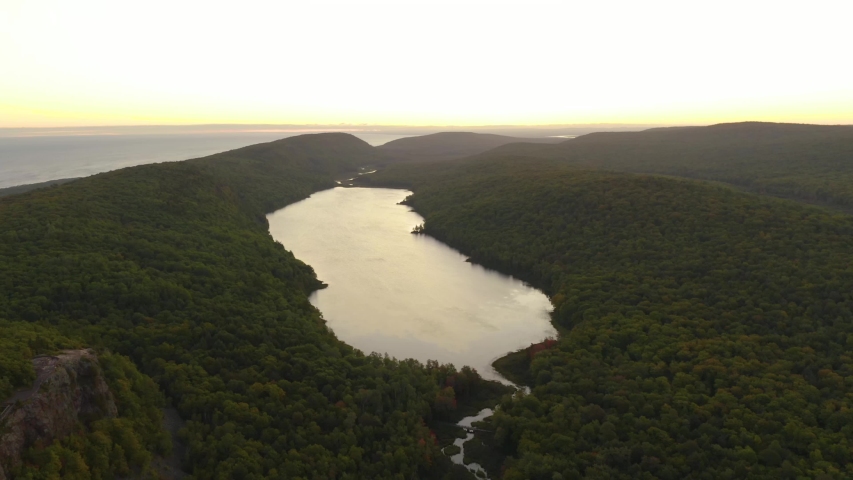 Aerial View of Lake of the Clouds in Michigan