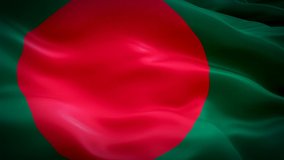 Bangladeshi flag Closeup 1080p Full HD 1920X1080 footage video waving in wind. National ?Dhaka 3d Bangladeshi flag waving. Sign of Bangladesh seamless loop animation. Bangladeshi flag HD resolution Ba