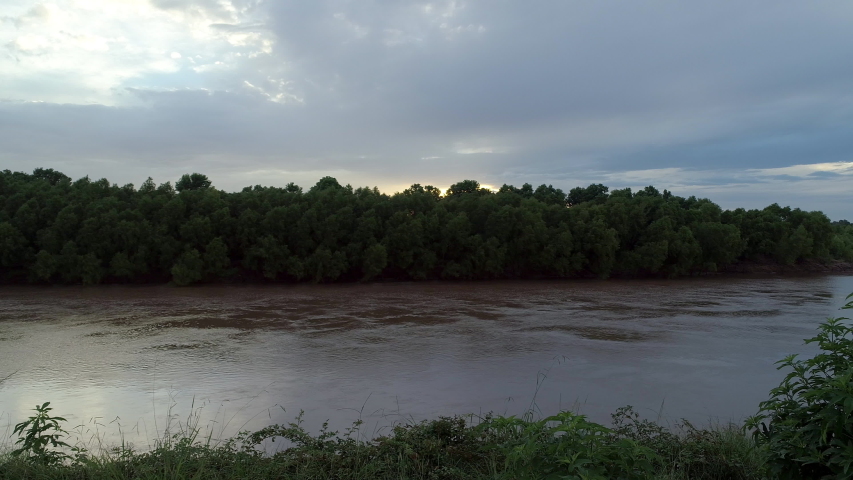 Brazos River Aerial- Texas River Forest- Sunset