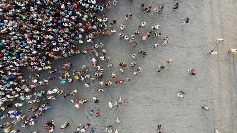 Aerial People Crowd On City Square Stock Footage Video (100% Royalty ...