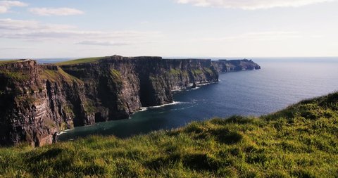 Cinematic tracking shot of Cliffs Of Moher- Ireland