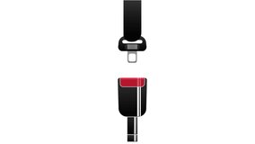 Animation of seat belt fastening. Car seat belt, video with included alpha channel. Cartoon