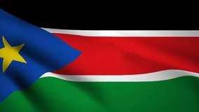 South Sudan flag Motion video waving in wind. Flag Closeup 1080p HD footage.