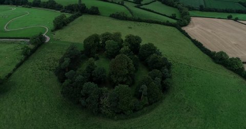 Aerial view of Tullyhogue fort in Tyrone Northern Ireland.  Seat of the O'Neil Clan of the ancient Gaelic Order.