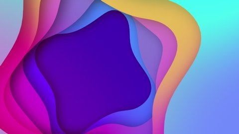 Modern Design of Paper 3d layout animation seamless loop, Designed Colorful Animated Shot. Multi gradient color waves. Paper Art Colourful Gradients 3D animation in 4K