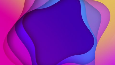 Plastic colorful shapes. Abstract  background 3D animation seamless loop. 3D abstract background with colorful paper cut waves. Modern design layout best for presentations