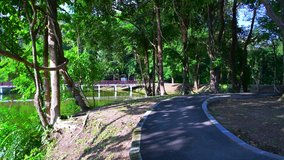 4K Video of Ang Kaew Reservoir in Chiang Mai University, Thailand.
