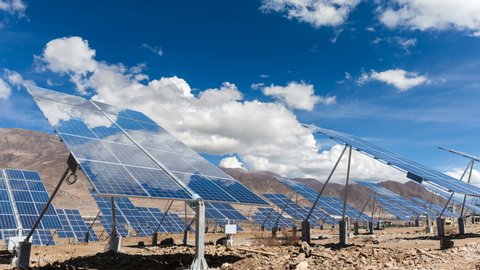 time lapse of solar energy, photovoltaic power station in tibet, China