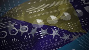 
Bosnia and Herzegovina. Statistics, infographics, financial market data, analysis and reports, numbers and graphs on Bosnian waving flag 4K.  - Powered by Shutterstock - Get 15% off with code: PIKWIZARD15