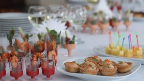 video catering business food at a wedding buffet table