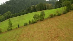 aerial view over mountains in Velke karlovice beskydy czech, This clip is available in two different gradings , 10bit color or dji color lut 