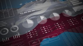 Poland. Statistics, infographics, financial market data, analysis and reports, numbers and graphs on Polish waving flag 4K.  - Powered by Shutterstock - Get 15% off with code: PIKWIZARD15