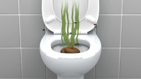 Poop in the Toilet. 3D animation, seamless loop.