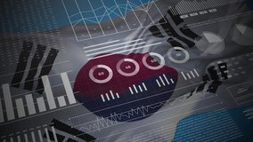 South Korea. Statistics, infographics, financial market data, analysis and reports, numbers and graphs on South Korean waving flag 4K.  - Powered by Shutterstock - Get 15% off with code: PIKWIZARD15