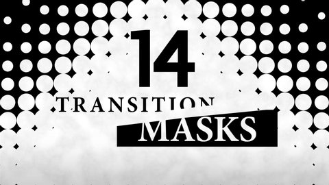 Transition Masks With a Moving Dots Pattern. 14 Versions of Modern Luma Mattes or Alpha Channels. Transition Black and White Masks Templates in 4K for Editing Footages.