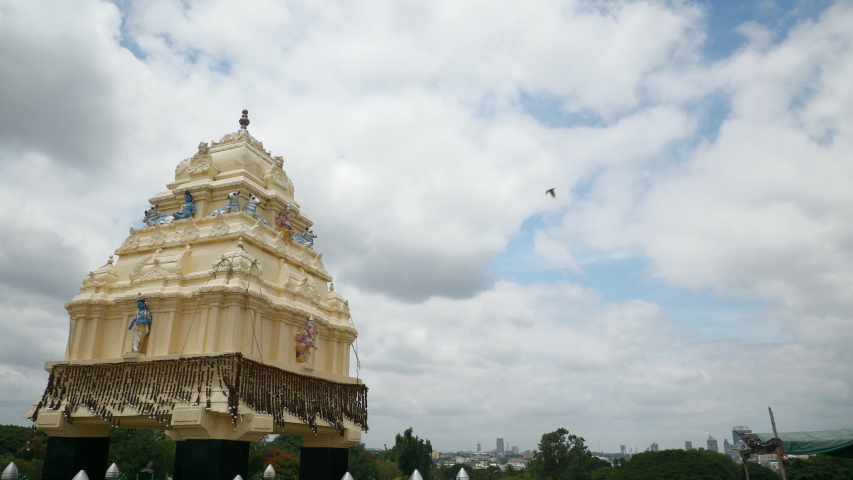 day time banagalore city famous park temple blue sky panorama 4k india