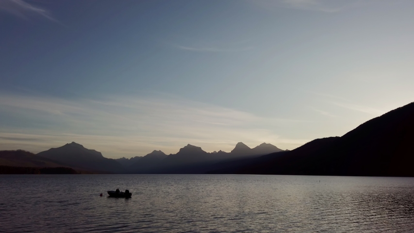 Beautiful sunrise of the Lake Mcdonald at Glacier National Park, Montana